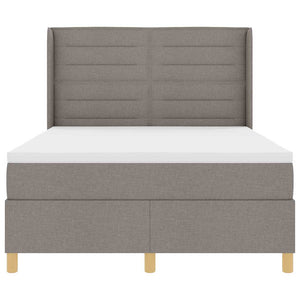 vidaXL Box Spring Bed with LED Strips Taupe 140 x 190 cm Fabric