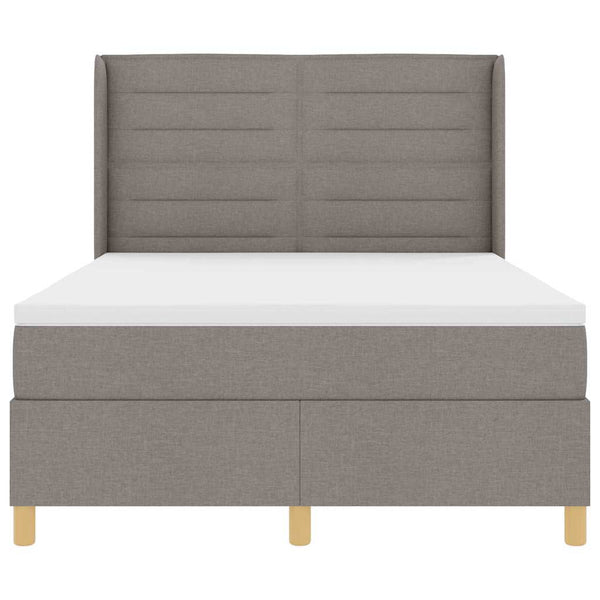 vidaXL Box Spring Bed with LED Strips Taupe 140 x 190 cm Fabric