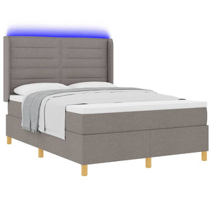 vidaXL Box Spring Bed with LED Strips Taupe 140 x 190 cm Fabric