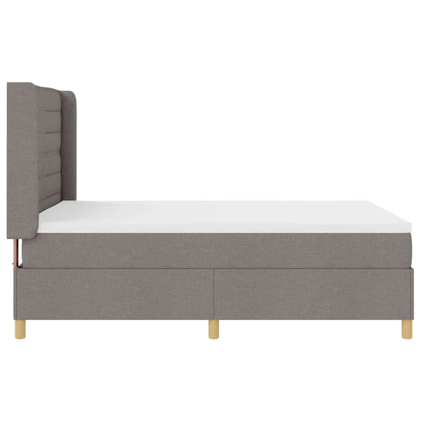 vidaXL Box Spring Bed with LED Strips Taupe 140 x 190 cm Fabric