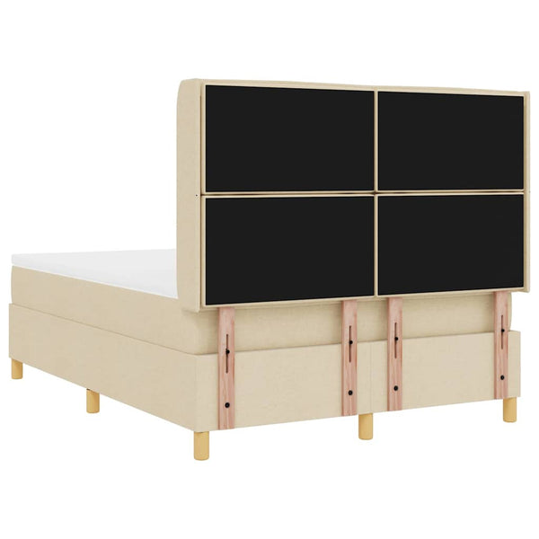 vidaXL Box Spring Bed with LED Strip Lights Cream 140 x 190 cm Fabric