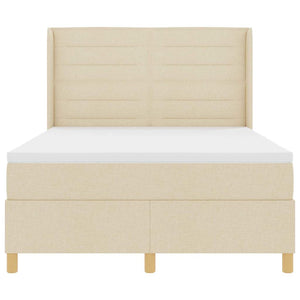 vidaXL Box Spring Bed with LED Strip Lights Cream 140 x 190 cm Fabric