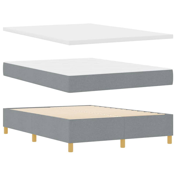 vidaXL Box Spring Bed with LED Light Strips Light Grey 140 x 200 cm Fabric