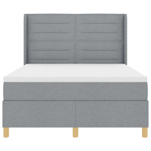 vidaXL Box Spring Bed with LED Light Strips Light Grey 140 x 200 cm Fabric