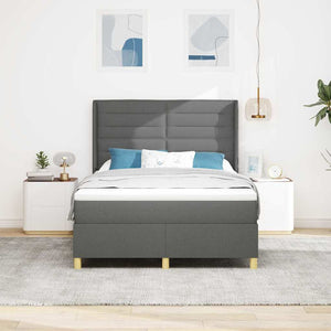 vidaXL Box Spring Bed with LED Strip Lights Grey 140 x 200 cm Fabric