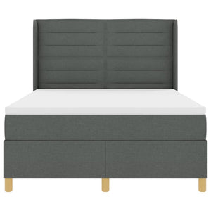 vidaXL Box Spring Bed with LED Strip Lights Grey 140 x 200 cm Fabric