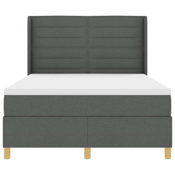 vidaXL Box Spring Bed with LED Strip Lights Grey 140 x 200 cm Fabric