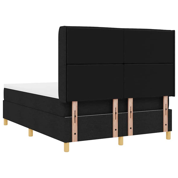 vidaXL Box Spring Bed with LED Light Strips Black 140 x 200 cm Fabric