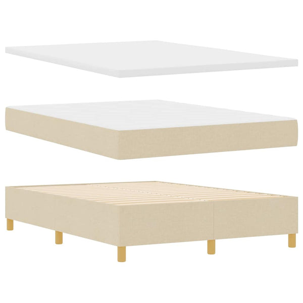 vidaXL Fabric Box Spring Bed with LED Strips Cream 140 x 200 cm
