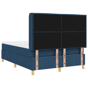 vidaXL Box Spring Bed with LED Strip Lights Blue 140 x 200 cm Fabric
