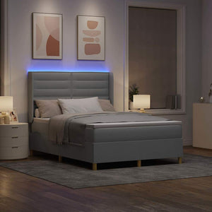 vidaXL Box Spring Bed with LED Strip Lights Light Grey 160 x 200 cm Fabric