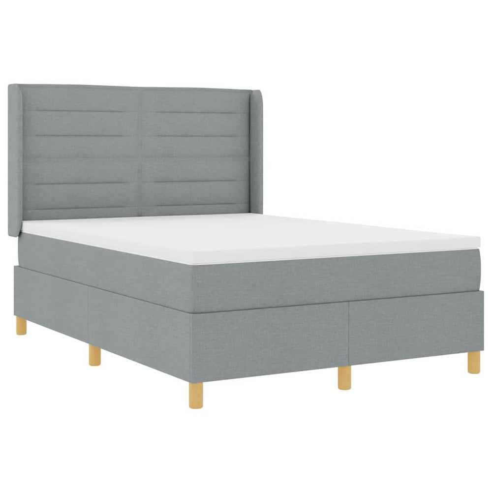vidaXL Box Spring Bed with LED Strip Lights Light Grey 160 x 200 cm Fabric