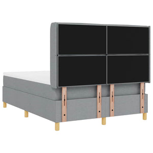 vidaXL Box Spring Bed with LED Strip Lights Light Grey 160 x 200 cm Fabric