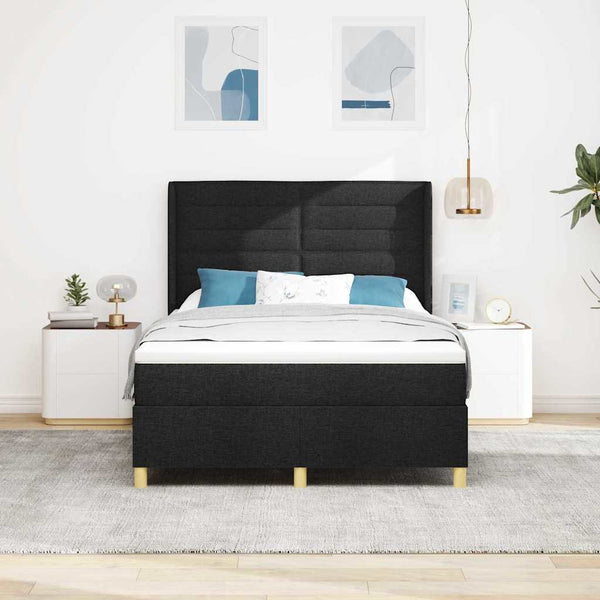 vidaXL Box Spring Bed with LED Strip Lights Black 160 x 200 cm Fabric