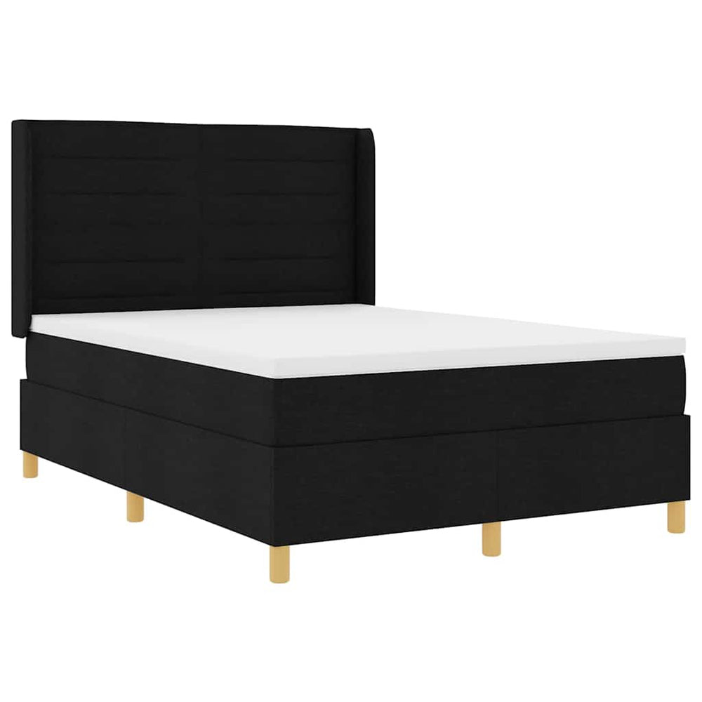 vidaXL Box Spring Bed with LED Strip Lights Black 160 x 200 cm Fabric