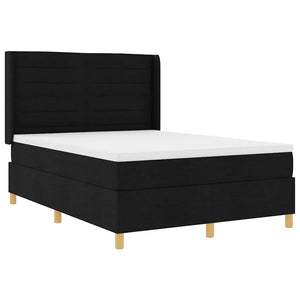 vidaXL Box Spring Bed with LED Strip Lights Black 160 x 200 cm Fabric