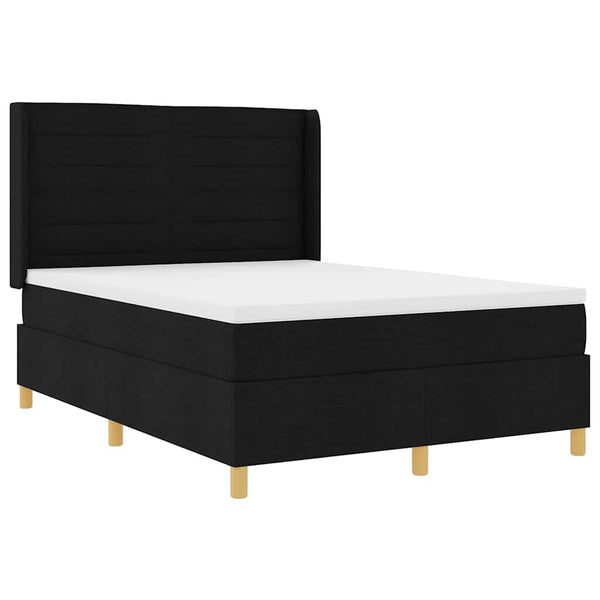 vidaXL Box Spring Bed with LED Strip Lights Black 160 x 200 cm Fabric