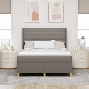 vidaXL Box Spring Bed with LED Strip Lights Taupe 160 x 200 cm Fabric