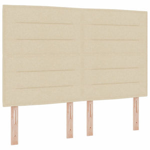 vidaXL Box Spring Bed with LED Light Strips Cream 160 x 200 cm Fabric