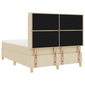 vidaXL Box Spring Bed with LED Light Strips Cream 160 x 200 cm Fabric