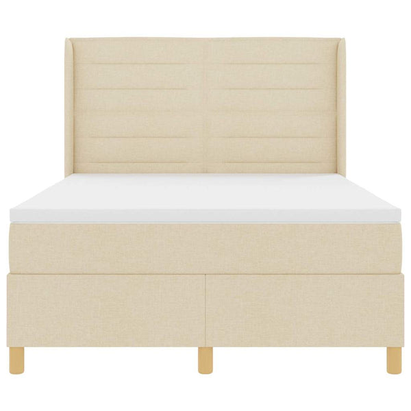 vidaXL Box Spring Bed with LED Light Strips Cream 160 x 200 cm Fabric