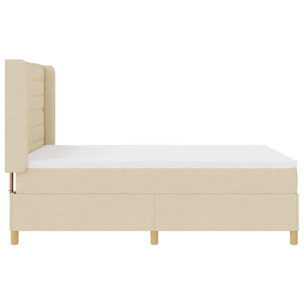 vidaXL Box Spring Bed with LED Light Strips Cream 160 x 200 cm Fabric