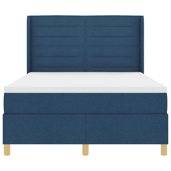 vidaXL Box Spring Bed with LED Light Strips Blue 160 x 200 cm Fabric