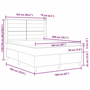 vidaXL Box Spring Bed with LED Light Strips Blue 160 x 200 cm Fabric