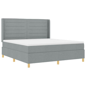 vidaXL Box Spring Bed with LED Light Strips Light Grey 180 x 200 cm Fabric