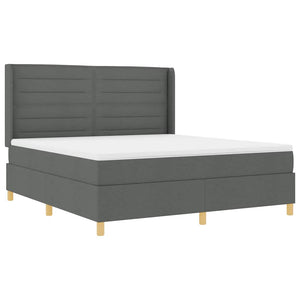 vidaXL Box Spring Bed with LED Strip Lights Grey 180 x 200 cm Fabric