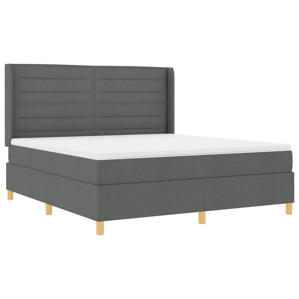 vidaXL Box Spring Bed with LED Strip Lights Grey 180 x 200 cm Fabric
