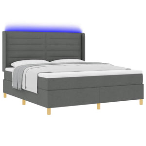 vidaXL Box Spring Bed with LED Strip Lights Grey 180 x 200 cm Fabric