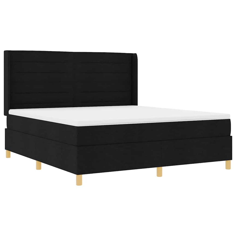 vidaXL Box Spring Bed with LED Strip Lights Black 180 x 200 cm Fabric