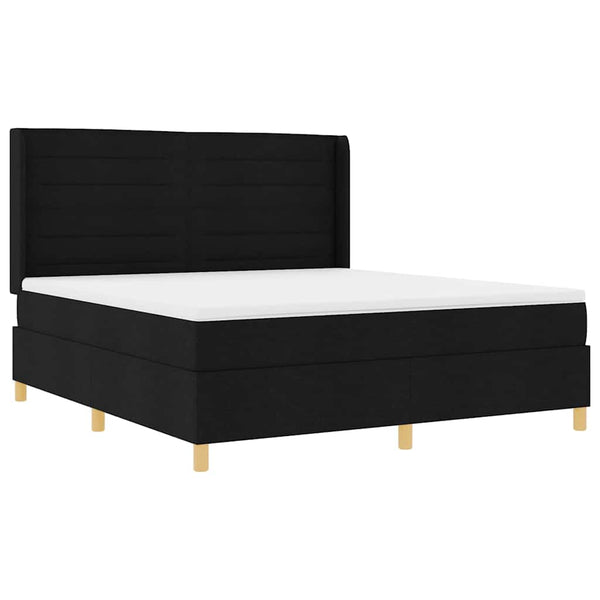 vidaXL Box Spring Bed with LED Strip Lights Black 180 x 200 cm Fabric