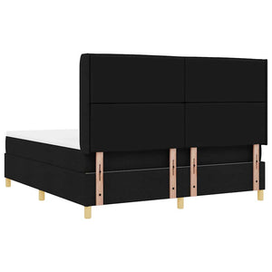 vidaXL Box Spring Bed with LED Strip Lights Black 180 x 200 cm Fabric