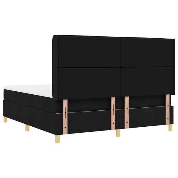 vidaXL Box Spring Bed with LED Strip Lights Black 180 x 200 cm Fabric