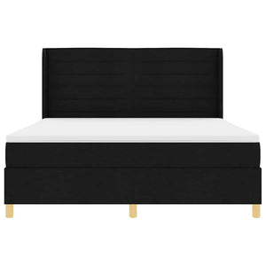 vidaXL Box Spring Bed with LED Strip Lights Black 180 x 200 cm Fabric