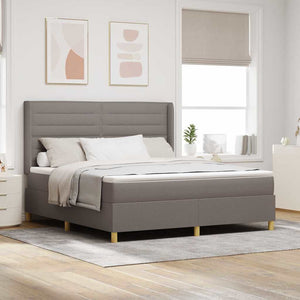 vidaXL Box spring bed with LED strip lights Taupe 180 x 200 cm Fabric