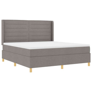 vidaXL Box spring bed with LED strip lights Taupe 180 x 200 cm Fabric
