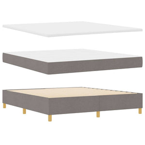 vidaXL Box spring bed with LED strip lights Taupe 180 x 200 cm Fabric
