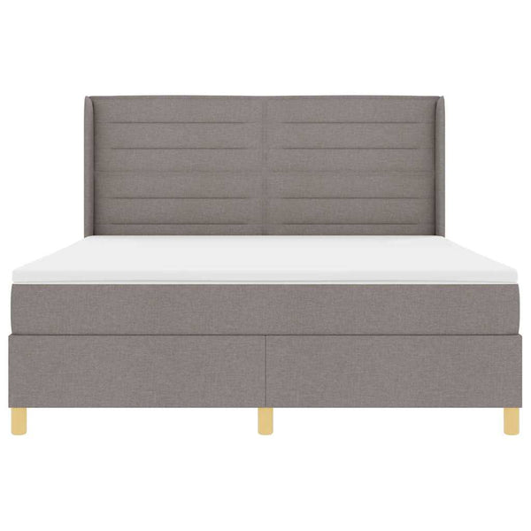 vidaXL Box spring bed with LED strip lights Taupe 180 x 200 cm Fabric