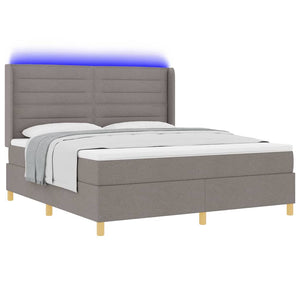 vidaXL Box spring bed with LED strip lights Taupe 180 x 200 cm Fabric
