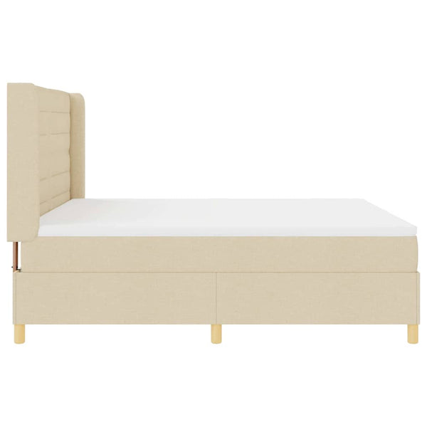 vidaXL Box Spring Bed with LED Light Strips Cream 180 x 200 cm Fabric