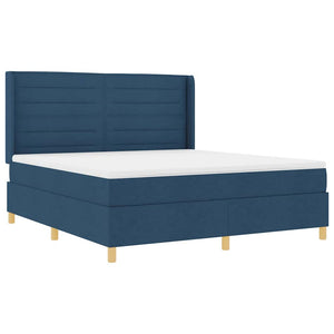 vidaXL Box Spring Bed with LED Strip Lights Blue 180 x 200 cm Fabric