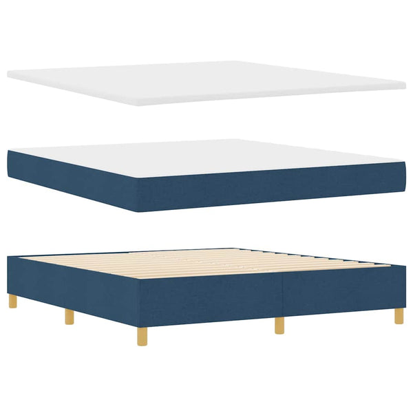 vidaXL Box Spring Bed with LED Strip Lights Blue 180 x 200 cm Fabric