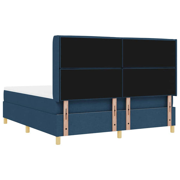 vidaXL Box Spring Bed with LED Strip Lights Blue 180 x 200 cm Fabric