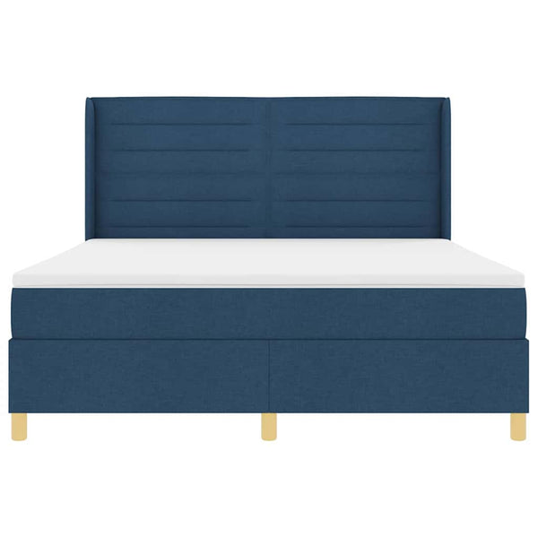 vidaXL Box Spring Bed with LED Strip Lights Blue 180 x 200 cm Fabric