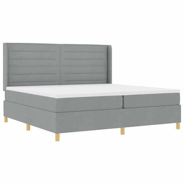 vidaXL Box Spring Bed with LED Light Strips Light Grey 200 x 200 cm Fabric