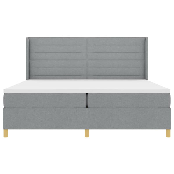 vidaXL Box Spring Bed with LED Light Strips Light Grey 200 x 200 cm Fabric
