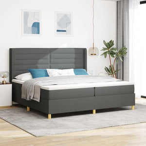 vidaXL Box Spring Bed with Mattress with LED Grey 200 x 200 cm Fabric